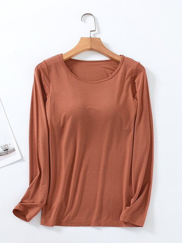 Casual Loose Plain Crew Neck T-Shirt