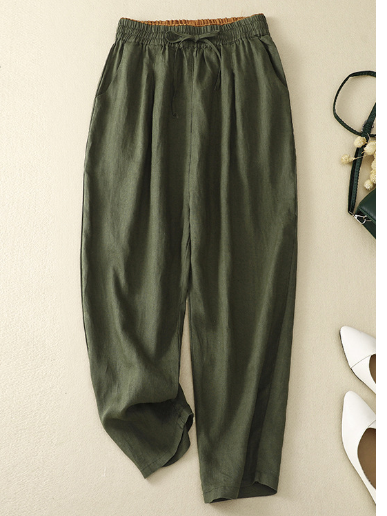 Casual Plain Cotton Loose Pants