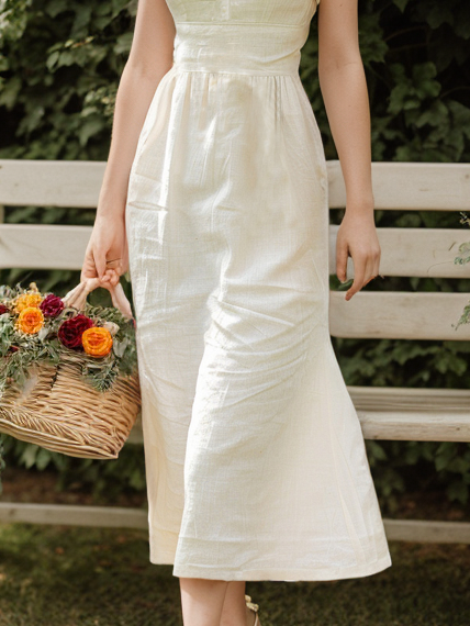 Plain Linen Vacation Dress