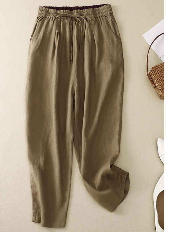 Casual Plain Cotton Loose Pants