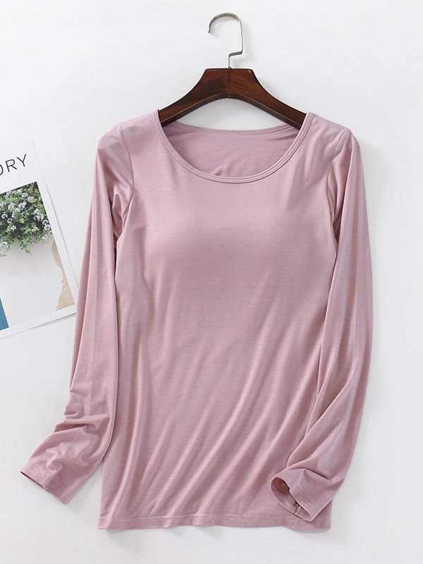 Casual Loose Plain Crew Neck T-Shirt