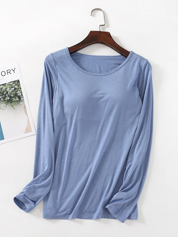 Casual Loose Plain Crew Neck T-Shirt