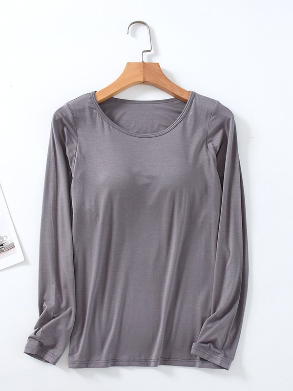 Casual Loose Plain Crew Neck T-Shirt