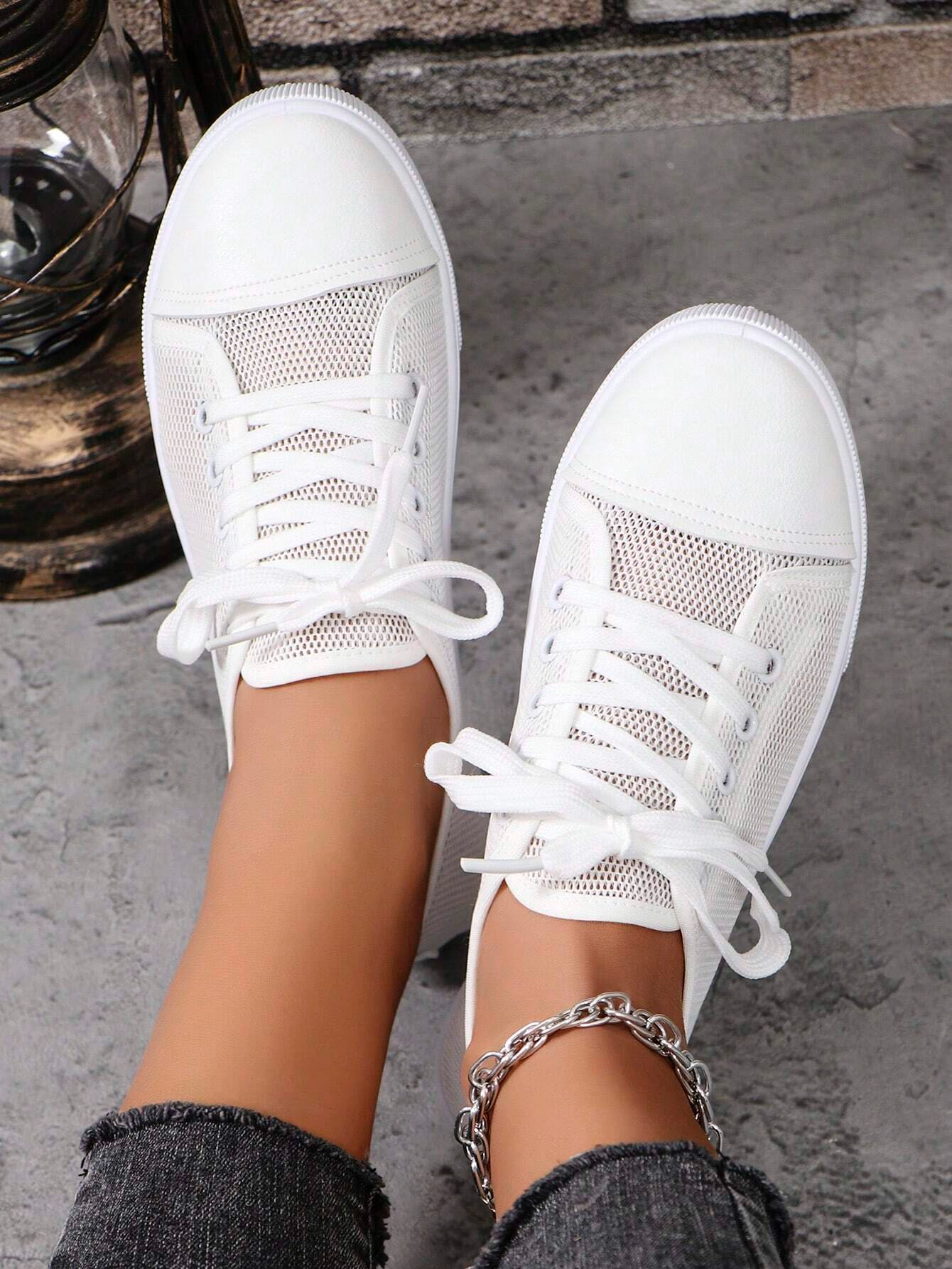 Mesh Fabric Plain All Season Canvas Shoes