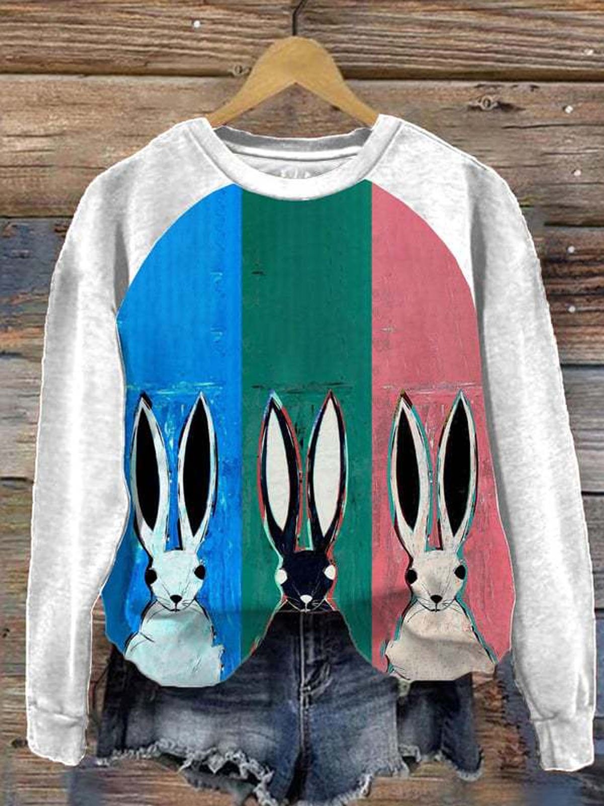 Crew Neck Casual Rabbit Sweatshirt