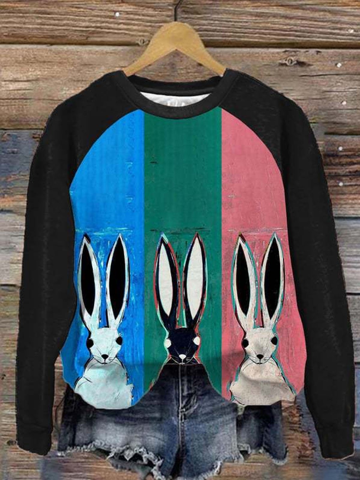 Crew Neck Casual Rabbit Sweatshirt