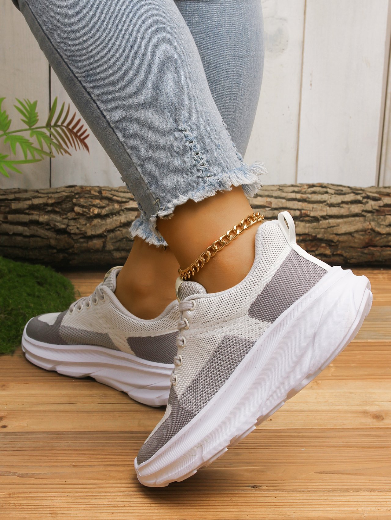 Wedge Heel Mesh Fabric All Season Casual Shoes