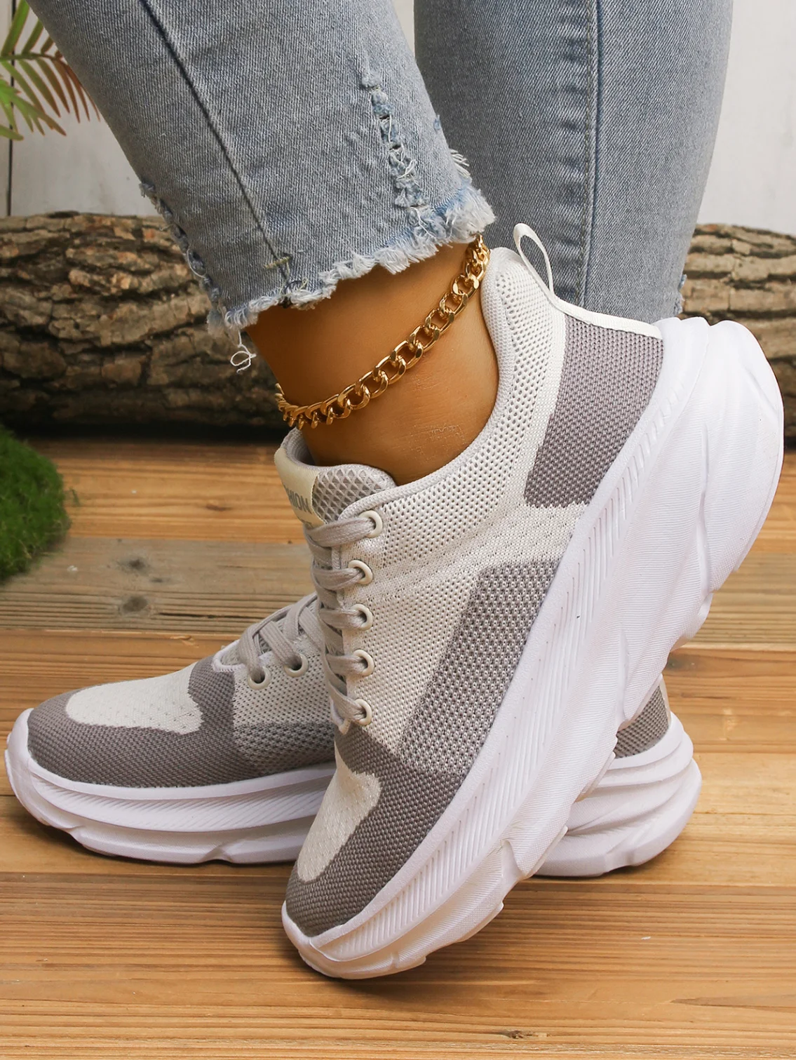 Wedge Heel Mesh Fabric All Season Casual Shoes