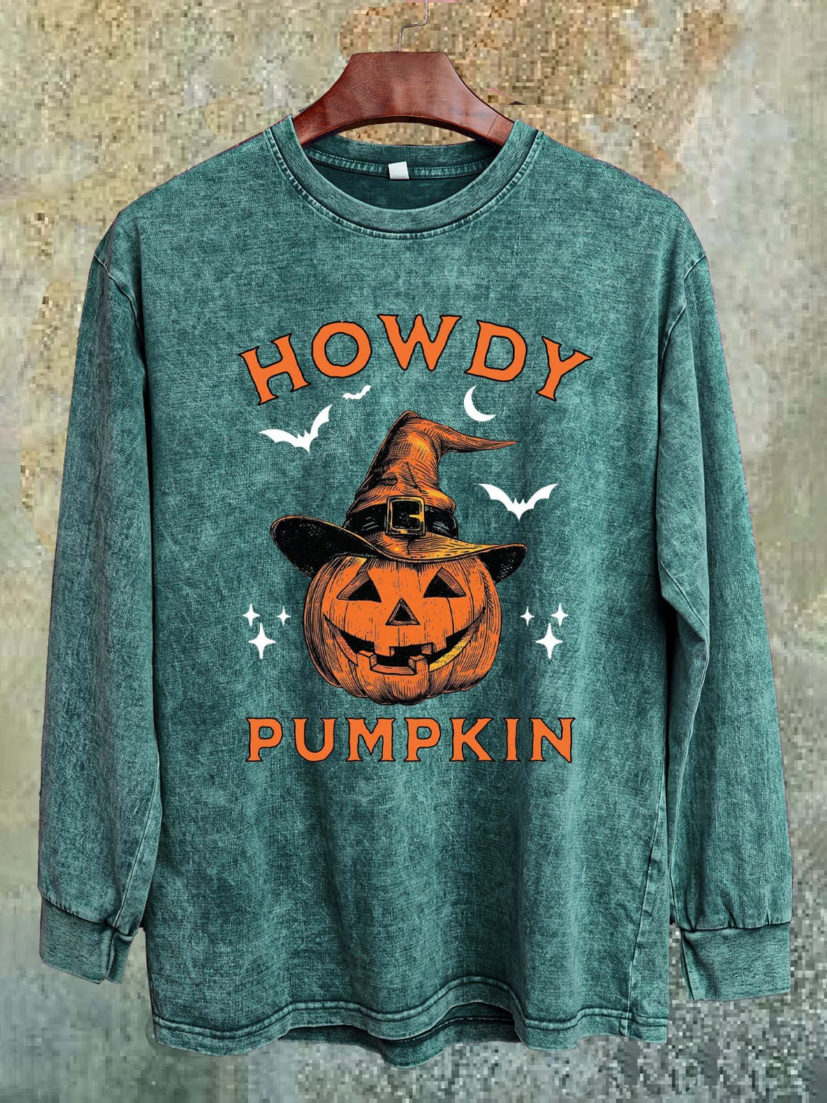 Halloween Western Style Distressing Crew Neck Sweatshirt