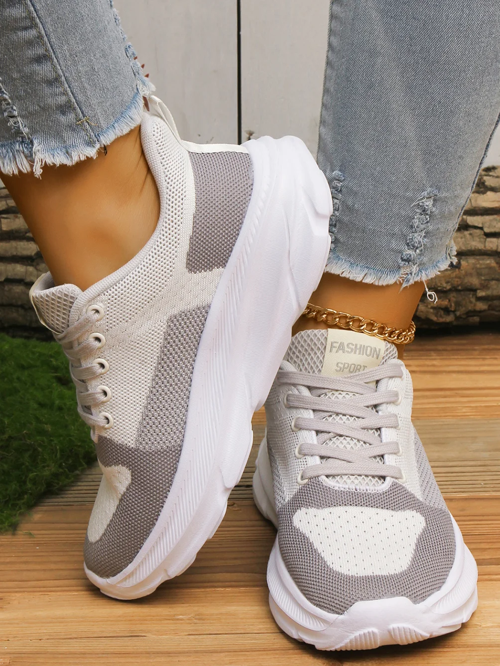 Wedge Heel Mesh Fabric All Season Casual Shoes