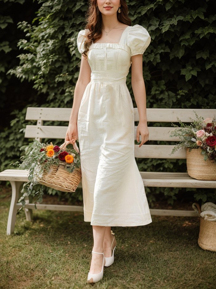 Plain Linen Vacation Dress