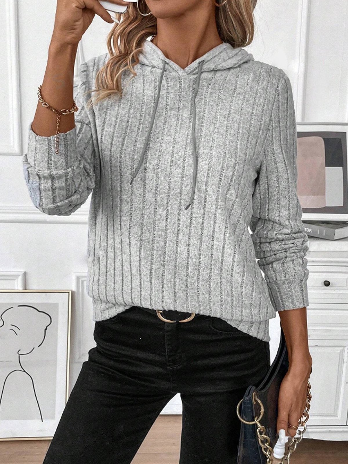 Plain Casual Loose Sweatshirt