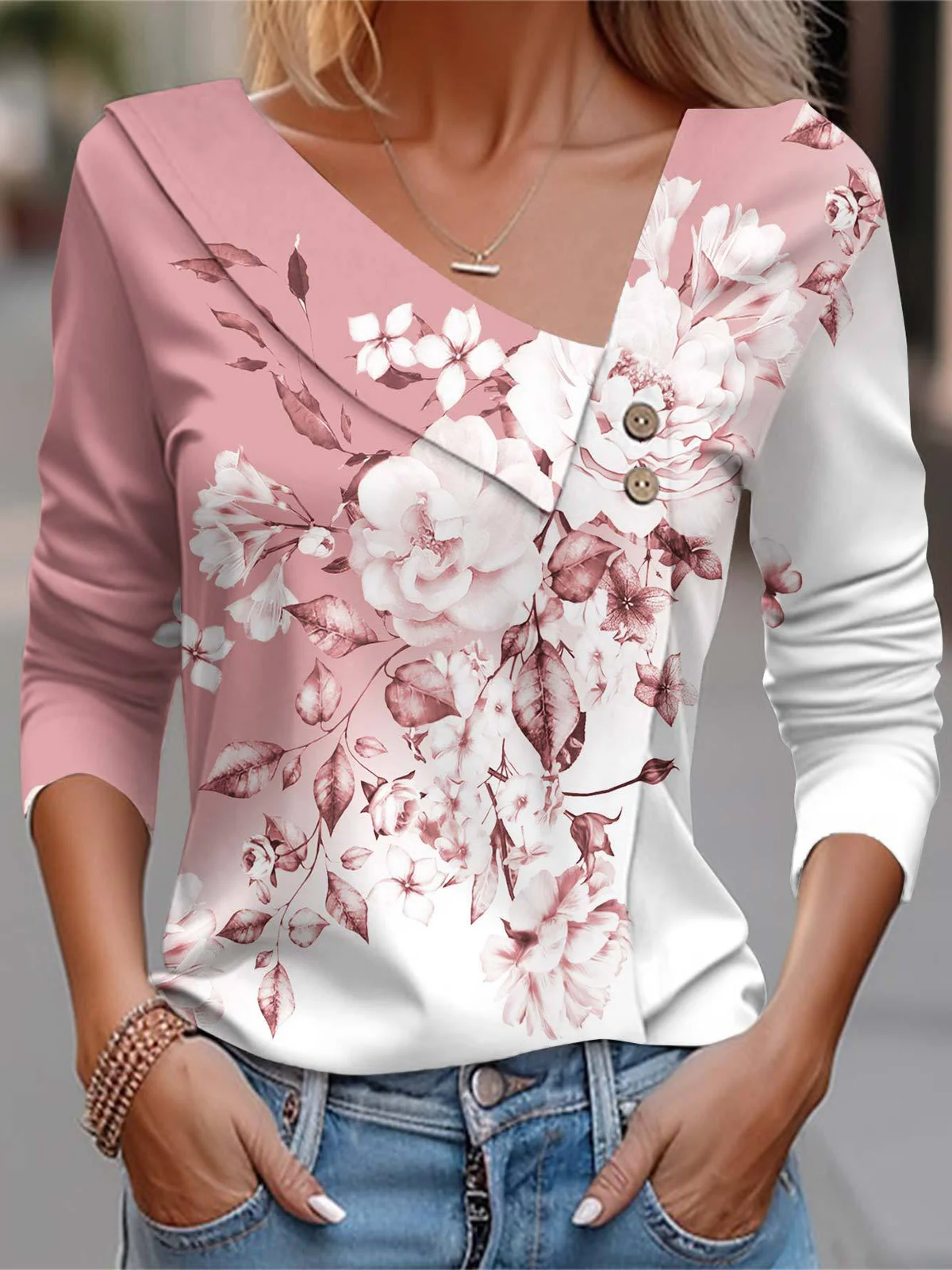 Casual Asymmetrical Loose Buckle T-Shirt