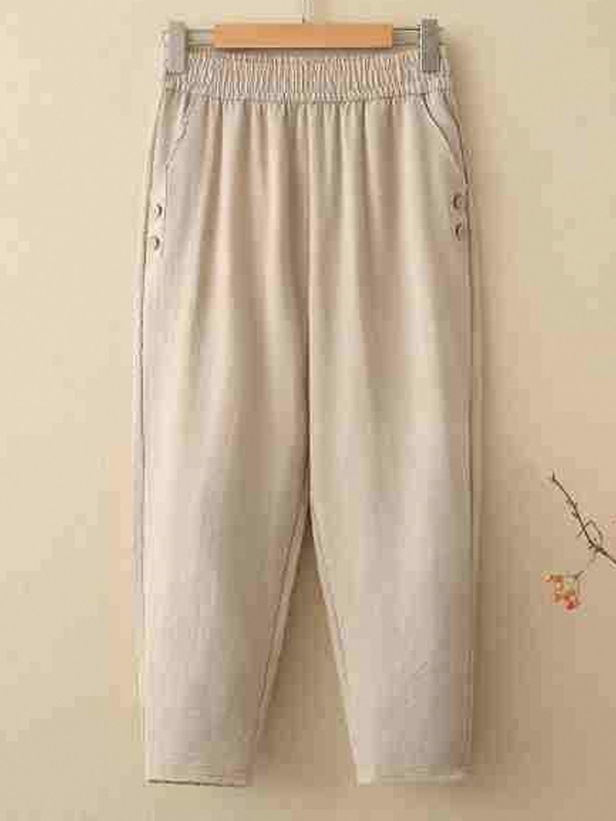 Plain Casual Loose Cotton Pants