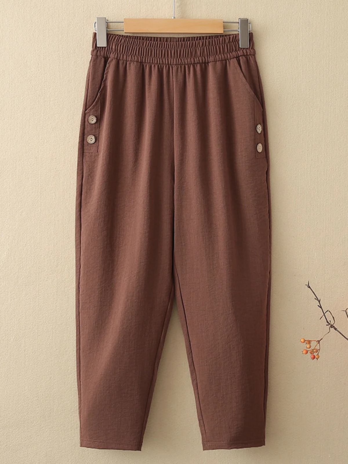 Plain Casual Loose Cotton Pants