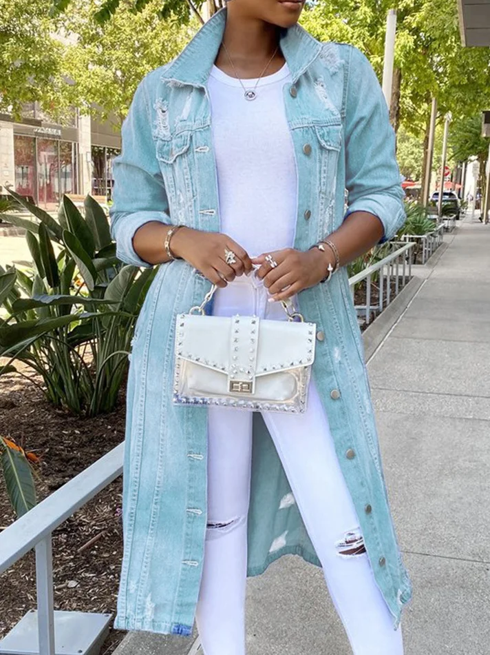 Casual Loose Denim Distressing Denim Jacket