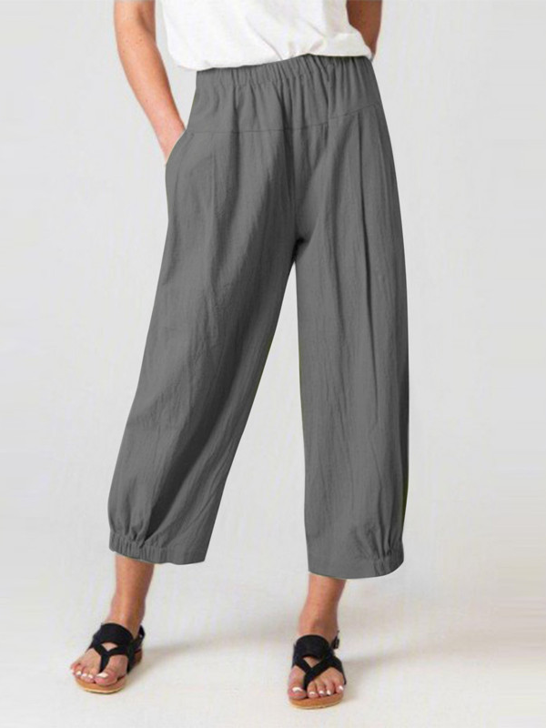 Plain Loose Casual Cotton Pants