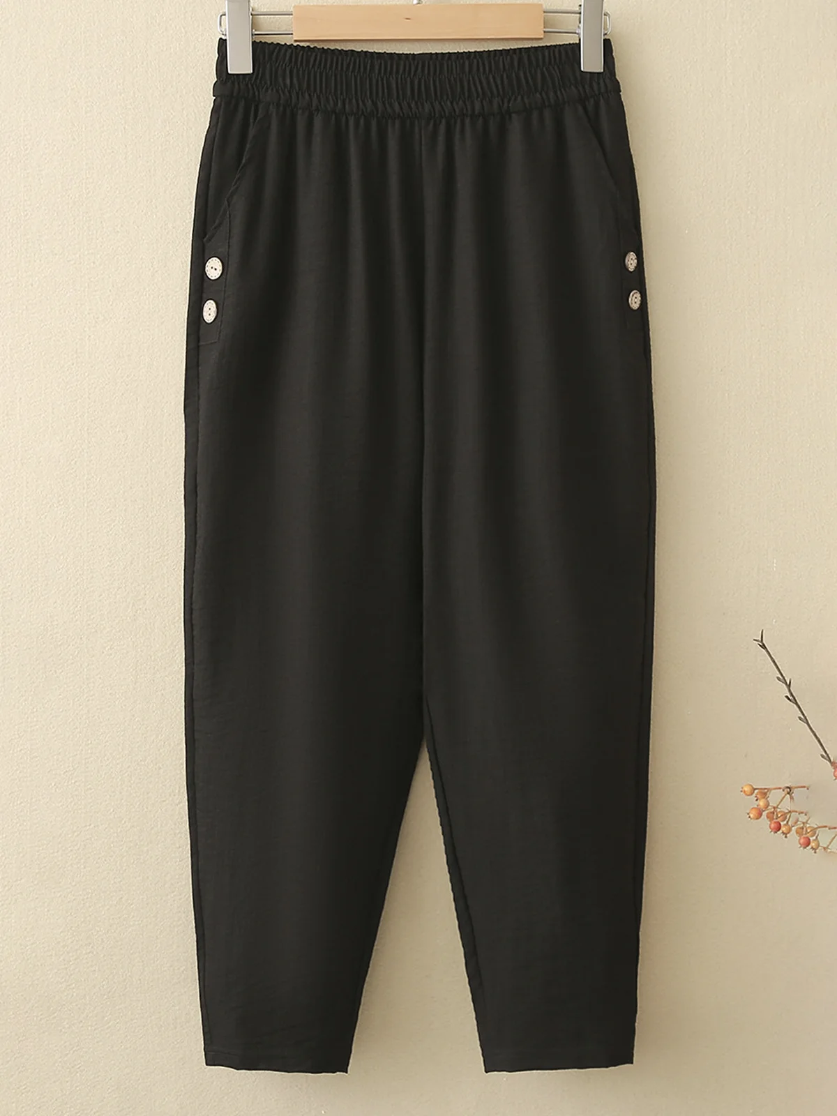 Plain Casual Loose Cotton Pants