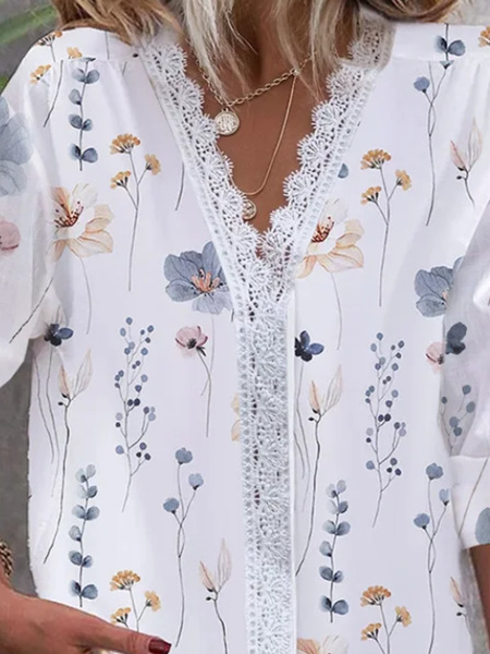 Floral Casual Blouse With No