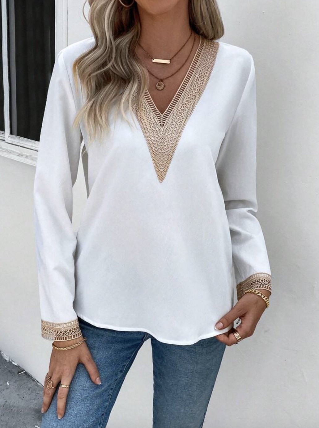 Casual Loose Lace Blouse With No