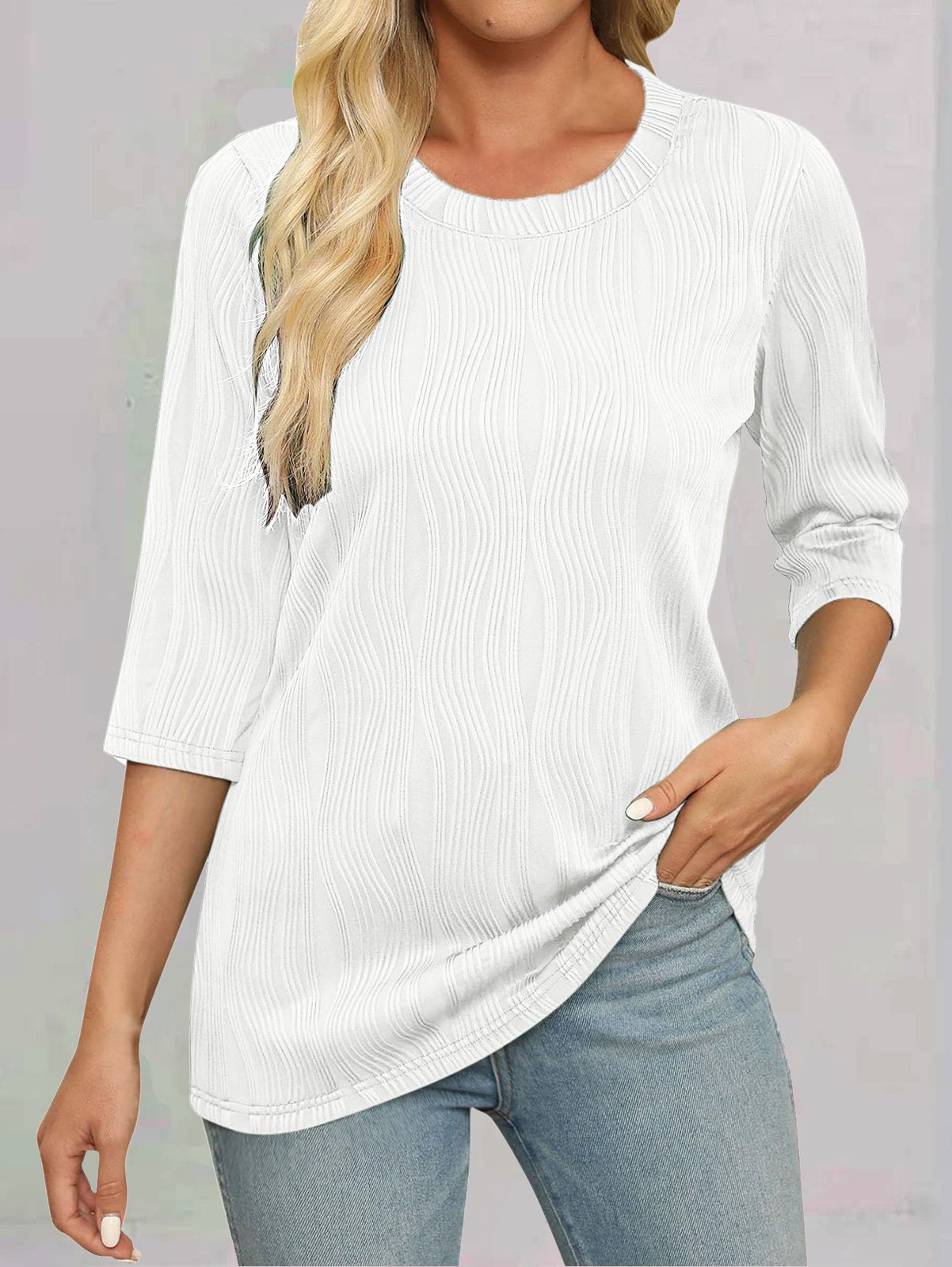 Loose Casual Jacquard T-Shirt