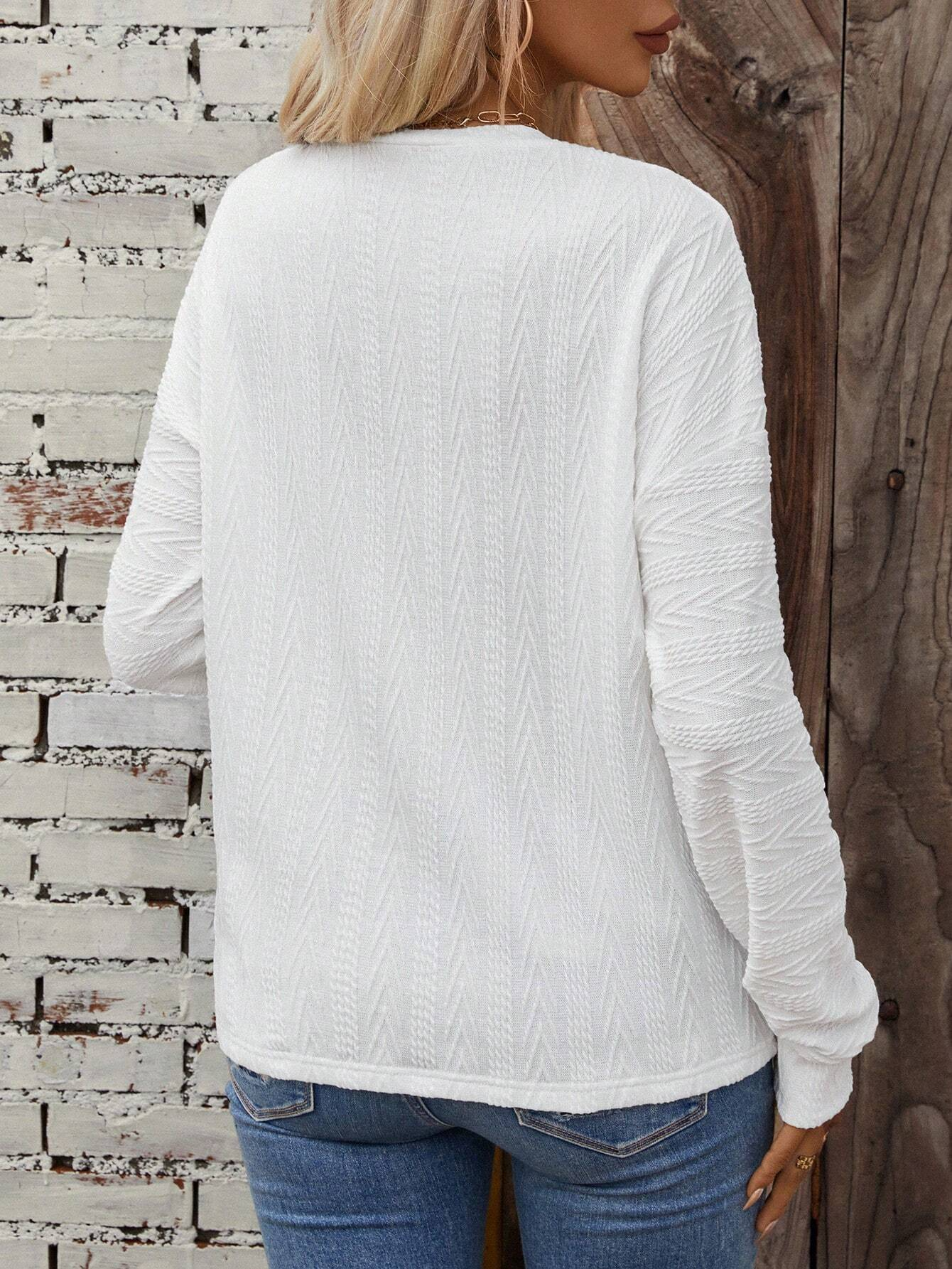 Crew Neck Jacquard Casual Sweatshirt