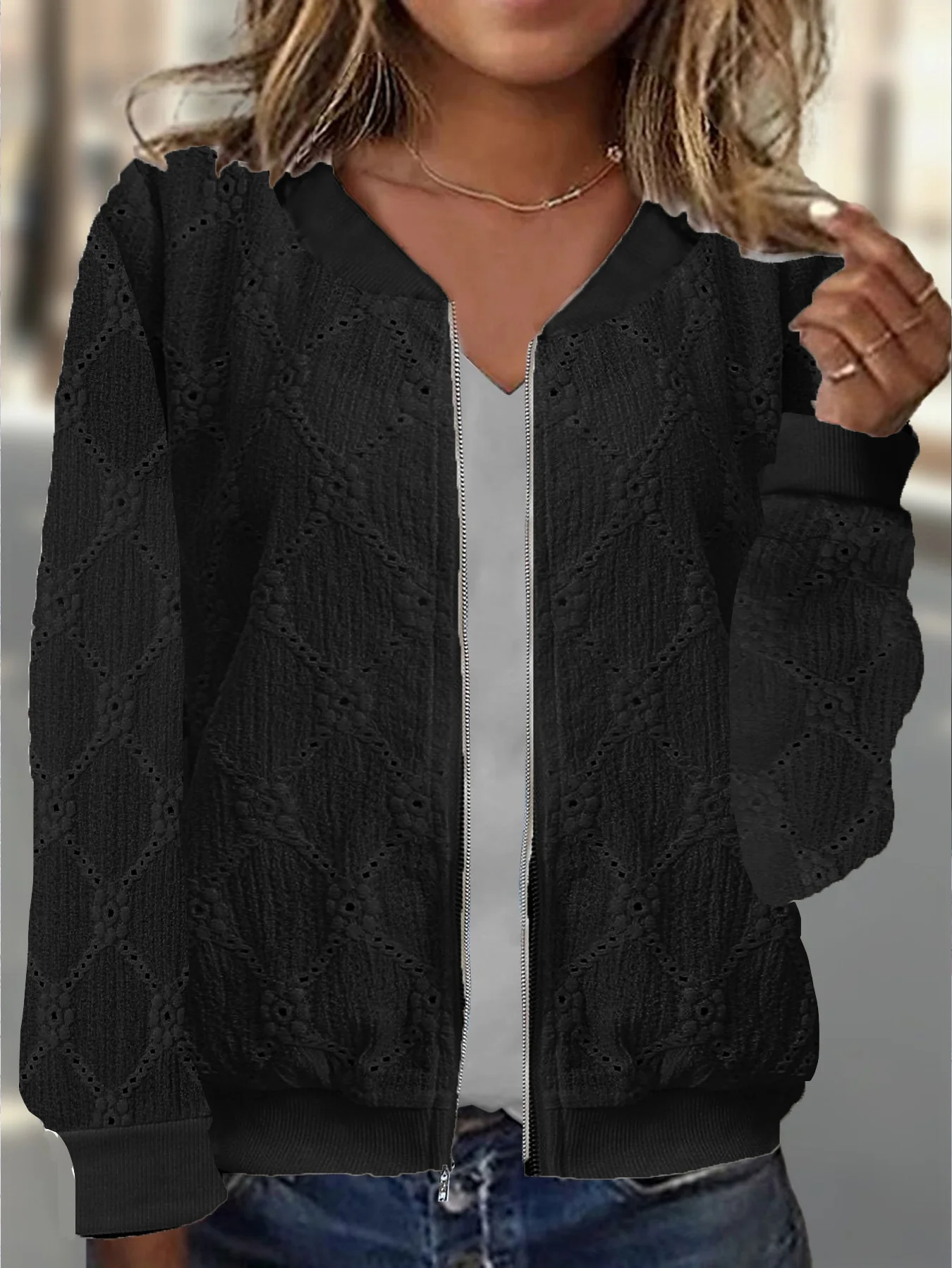 Jacquard Casual Zipper Jacket