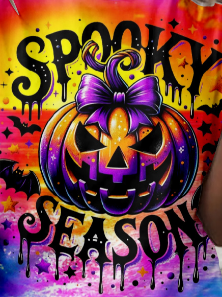 Spooky Season Print Crew Neck T-shirt