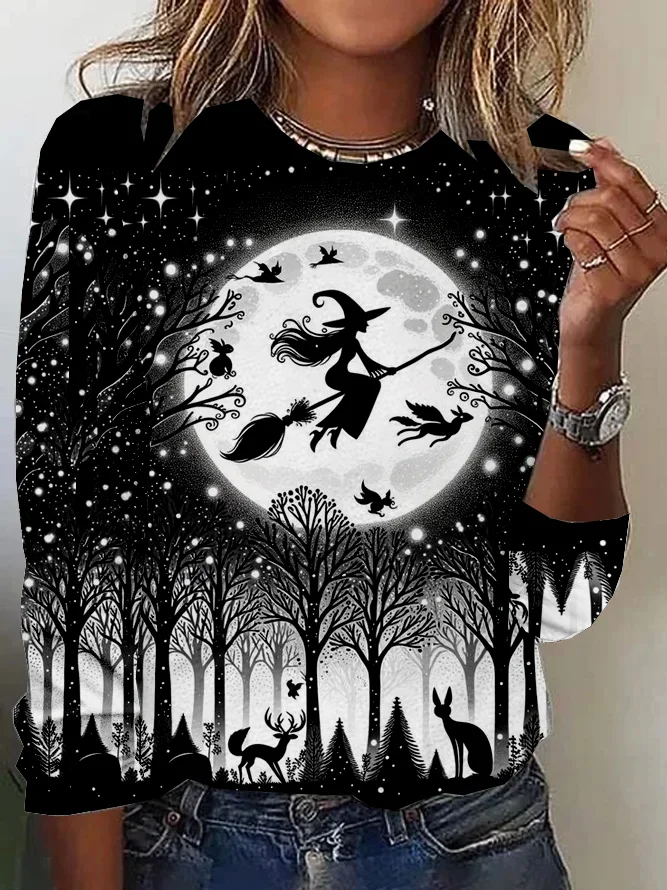 Halloween Loose Crew Neck Casual T-Shirt