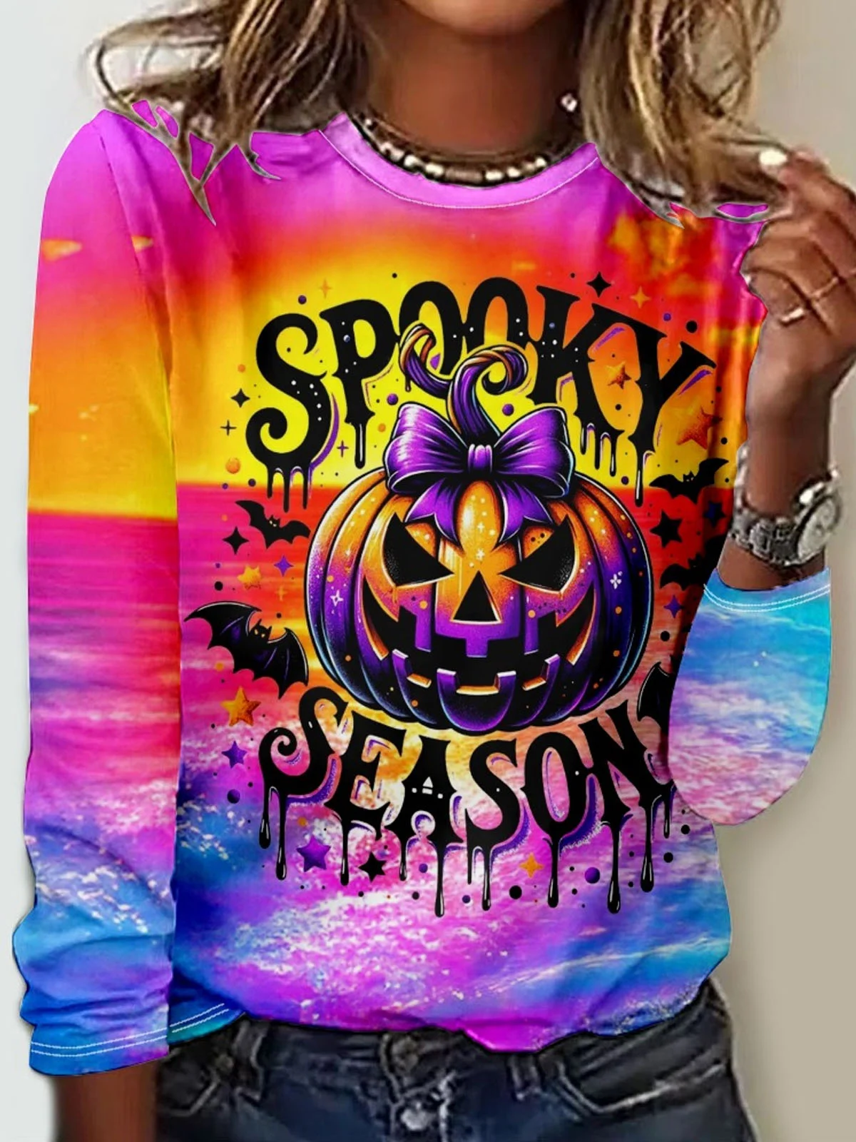 Halloween Long Sleeve Casual T-shirt