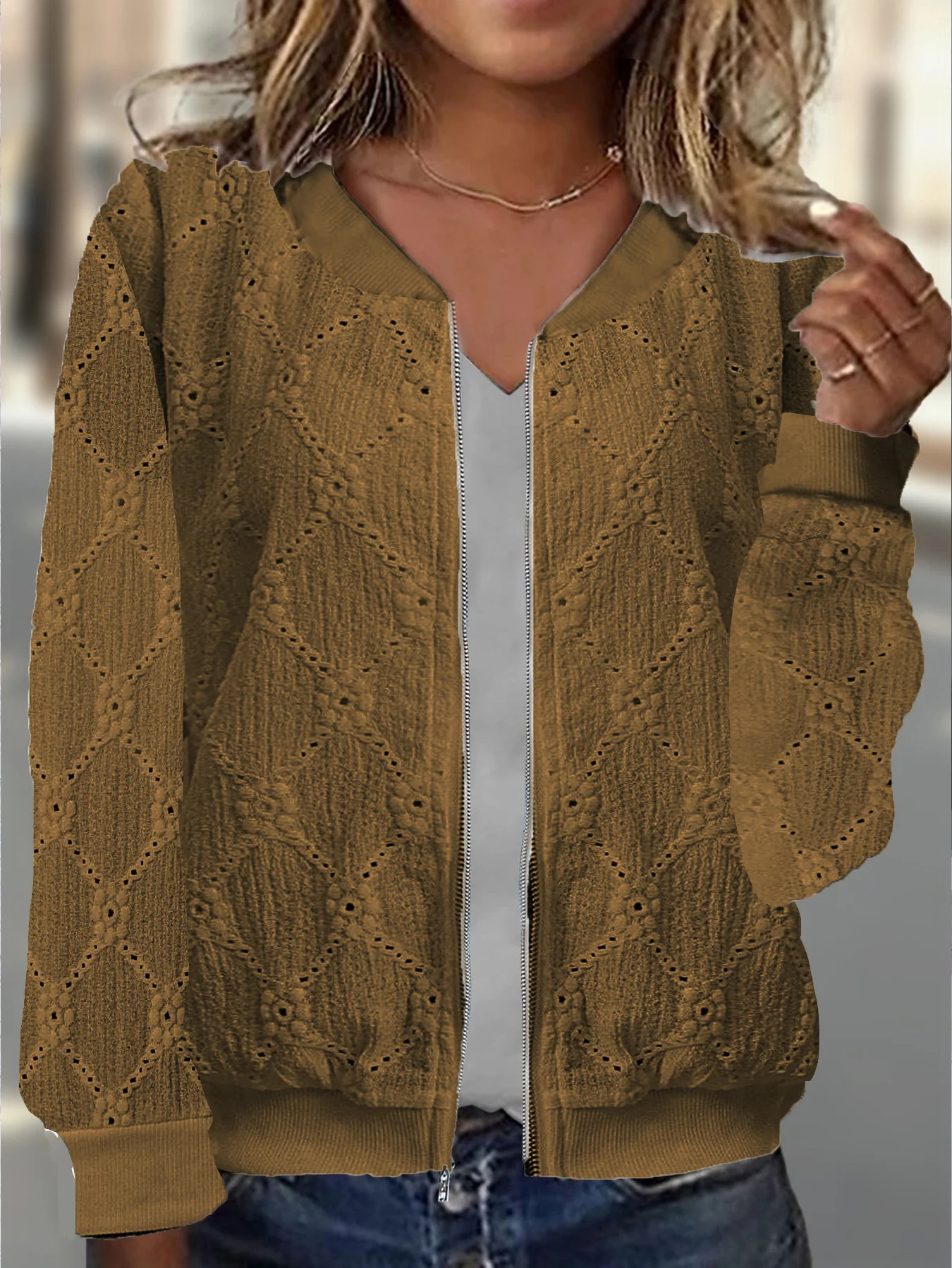 Jacquard Casual Zipper Jacket