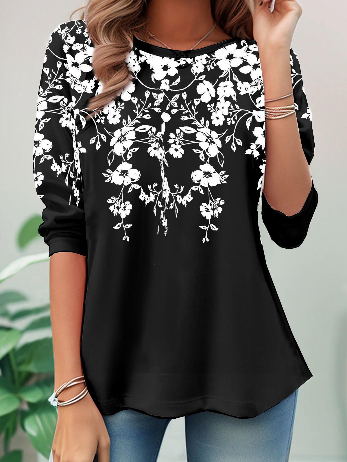 Casual Floral Jersey T-Shirt