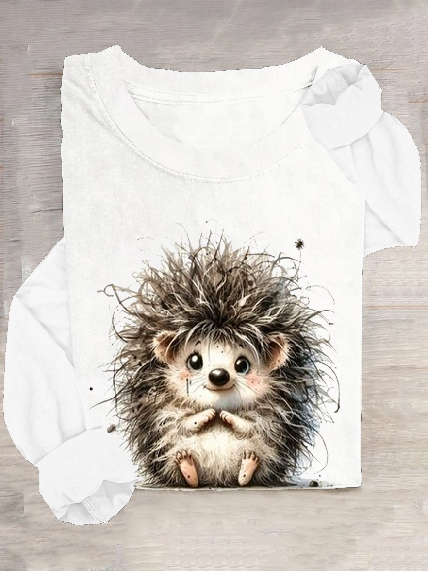 Casual Cotton-Blend Animal T-Shirt