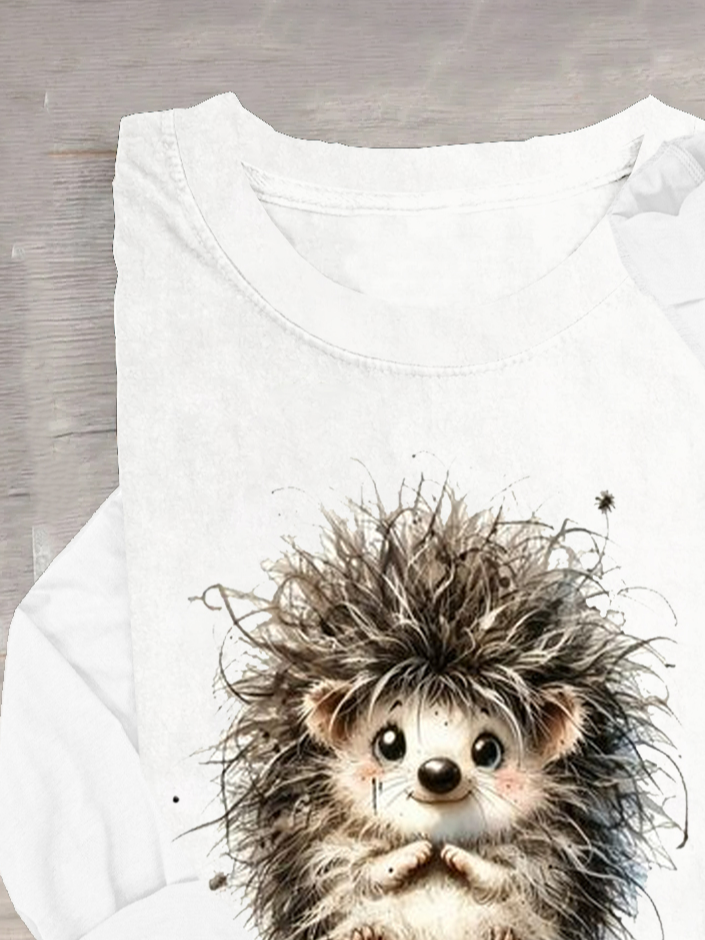 Casual Cotton-Blend Animal T-Shirt