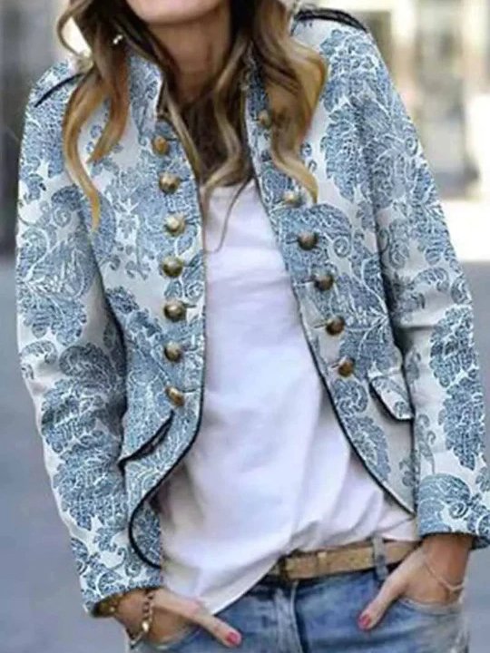 Casual Floral Loose Others Jacket