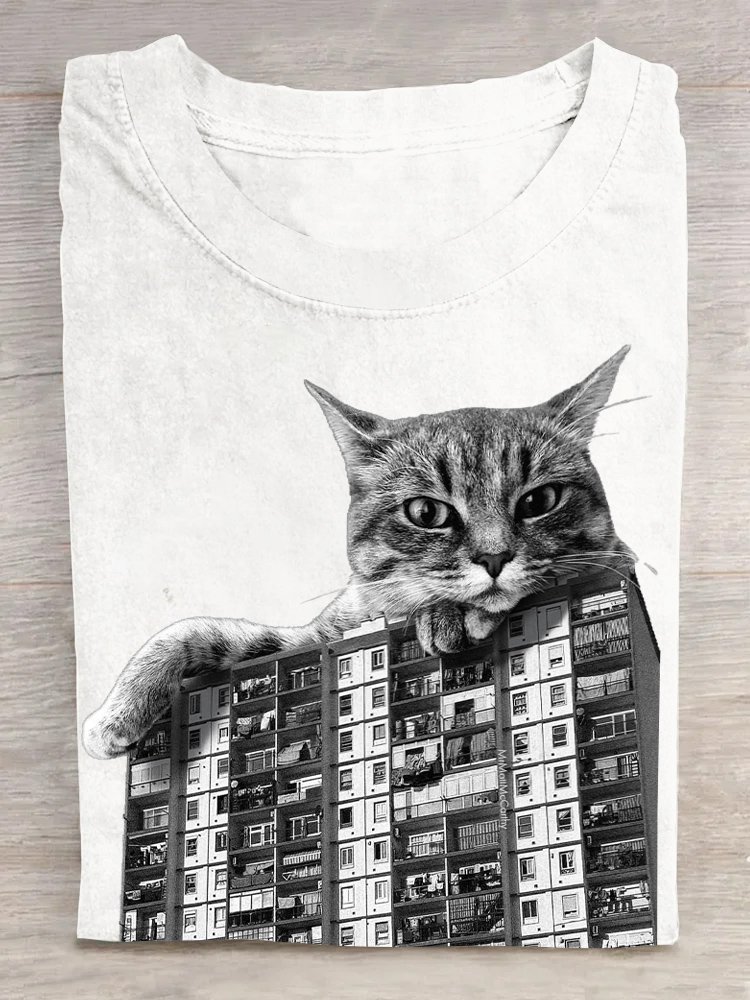 Cat Casual Cotton T-Shirt