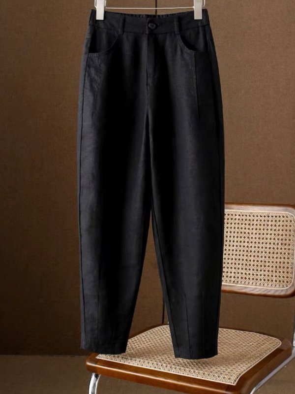 Casual Cotton And Linen Pocket Stitching Pants