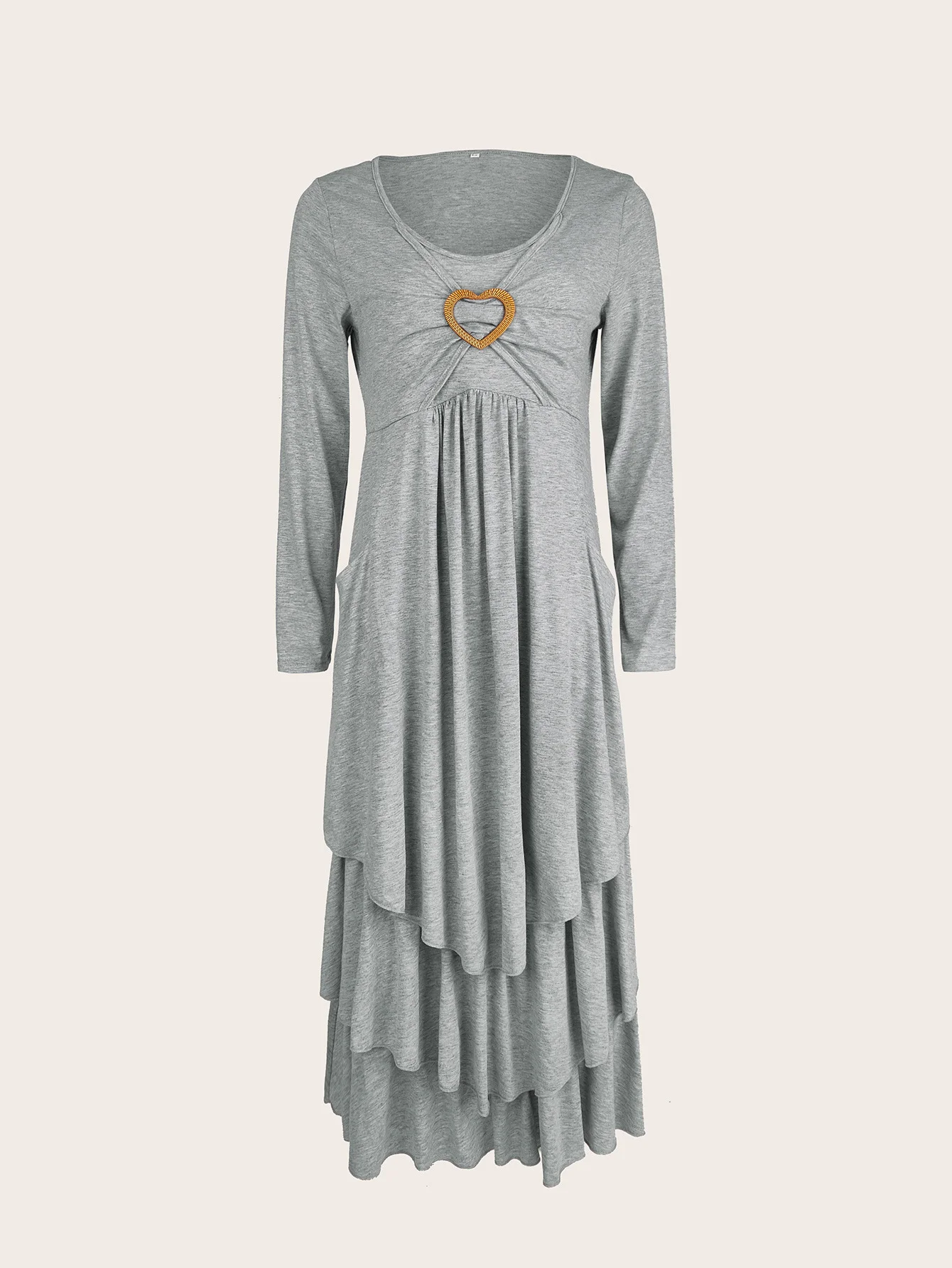 Jersey Crew Neck Casual Geometric Dress With No