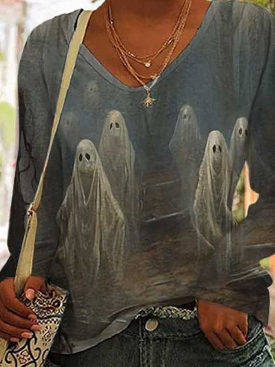 Halloween Loose Casual V Neck T-Shirt