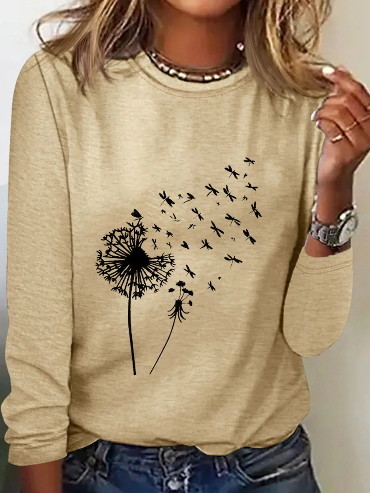 Dandelion Cotton-Blend Loose Casual T-Shirt