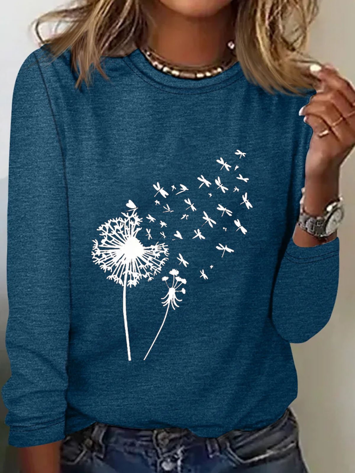 Dandelion Cotton-Blend Loose Casual T-Shirt