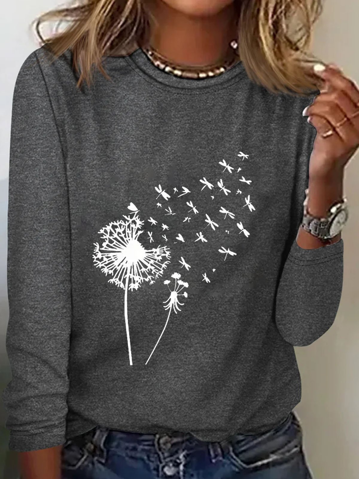 Dandelion Cotton-Blend Loose Casual T-Shirt