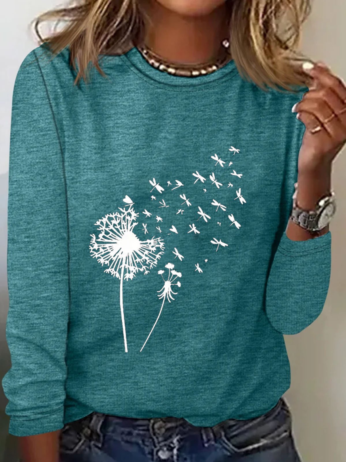 Dandelion Cotton-Blend Loose Casual T-Shirt