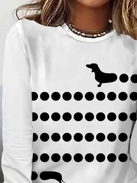 Dog Loose Casual Knitted T-Shirt