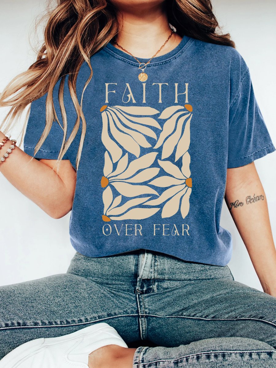 Faith Over Fear Christian Vintage Distressed Shirt