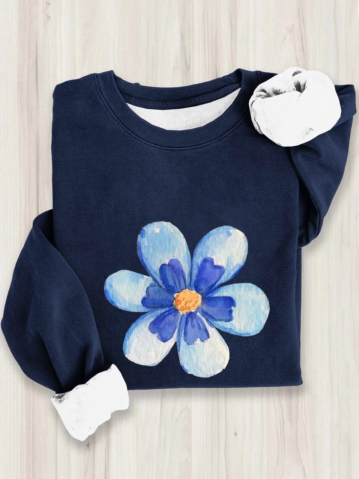 Cotton Casual Floral Loose Sweatshirt