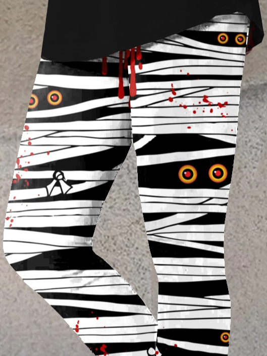 Halloween Mummy Bandages Blood Splatter Art Legging