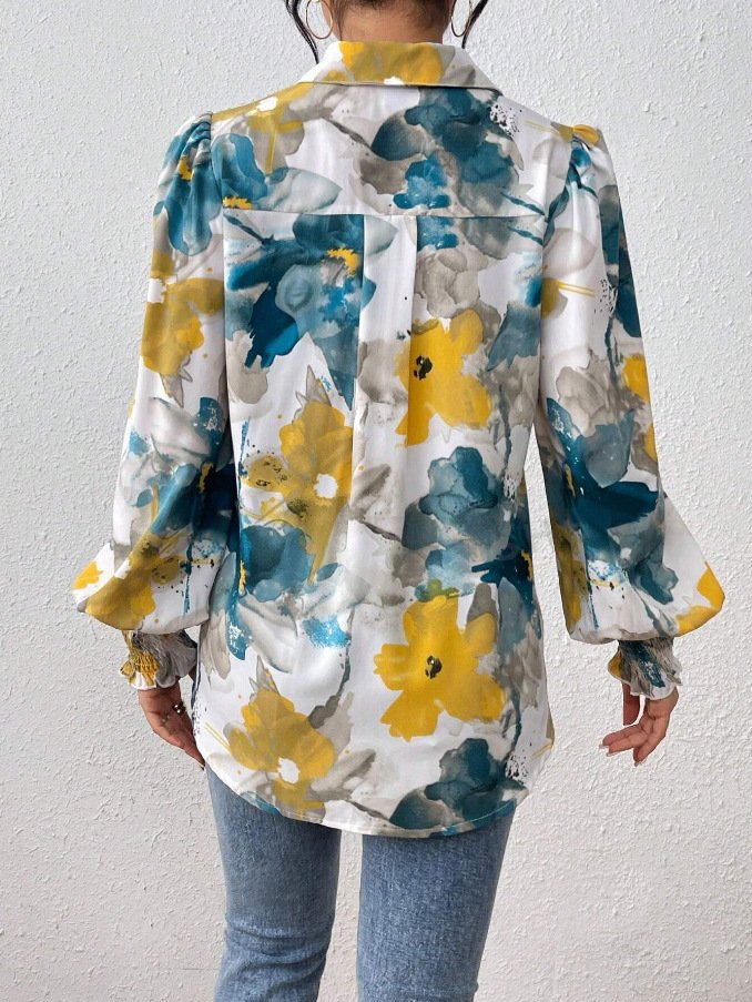 Shirt Collar Casual Loose Abstract Shirt