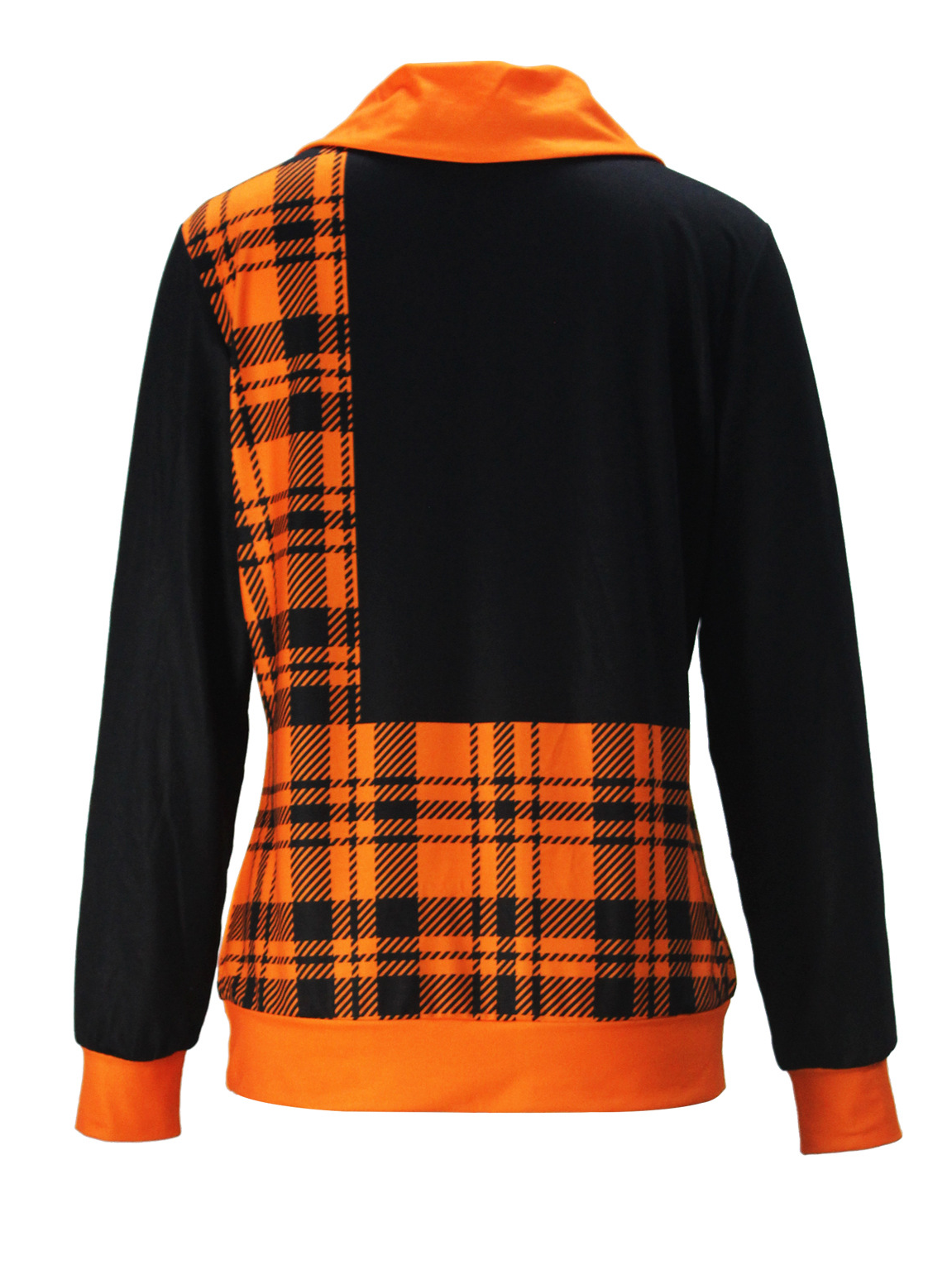 Zipper Casual Jersey Plaid Sweatshirt