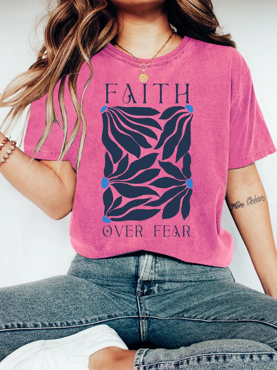 Faith Over Fear Christian Vintage Distressed Shirt